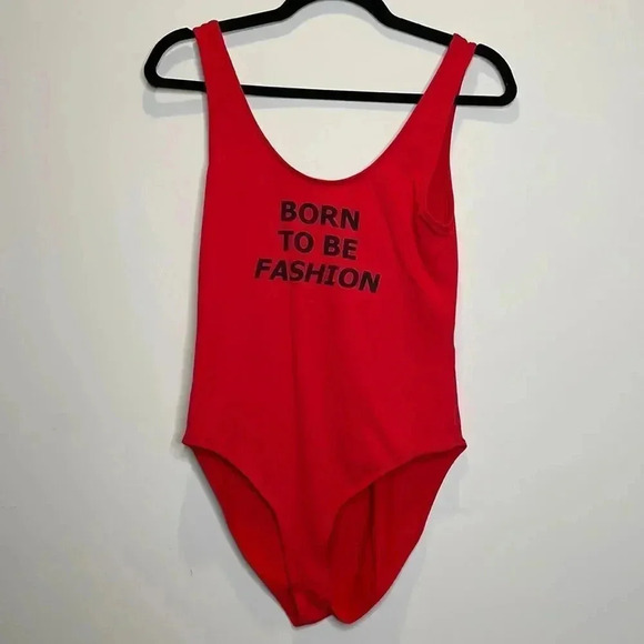 Zara Red & Black Born to be fashion bodysuit - Picture 3 of 8